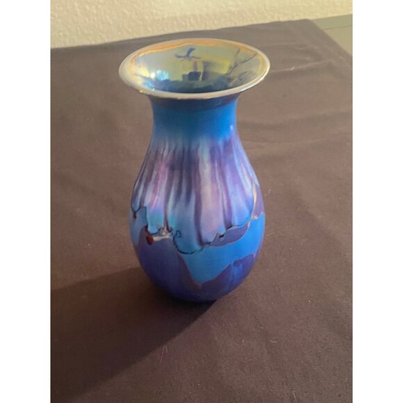 VTG, Blue Purple Drip Glaze Vase, Bruce Fairman Potter Contemporary  1994 Signed - Picture 3 of 12